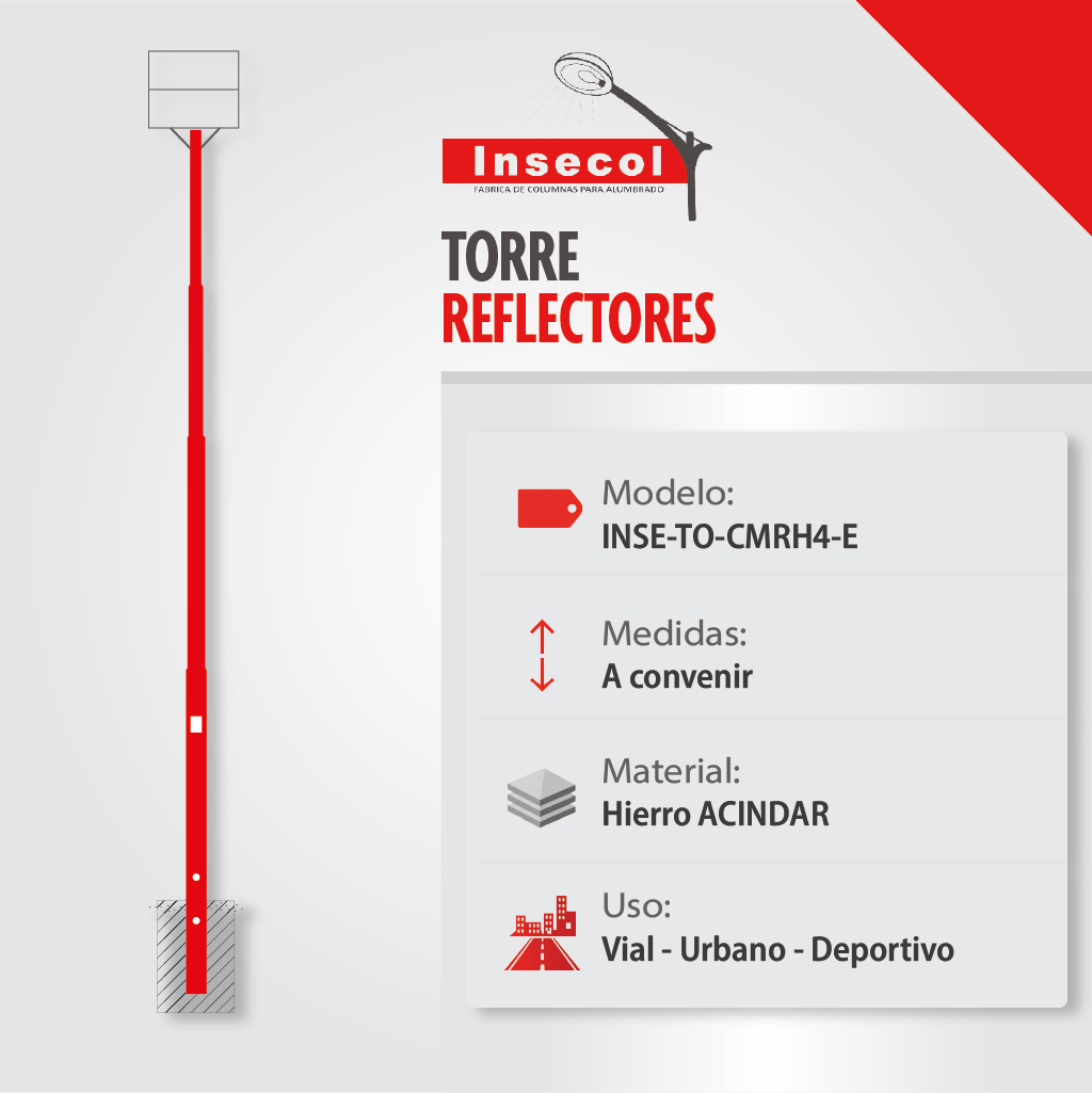 Torre con Marco para Reflectores – Empotrar