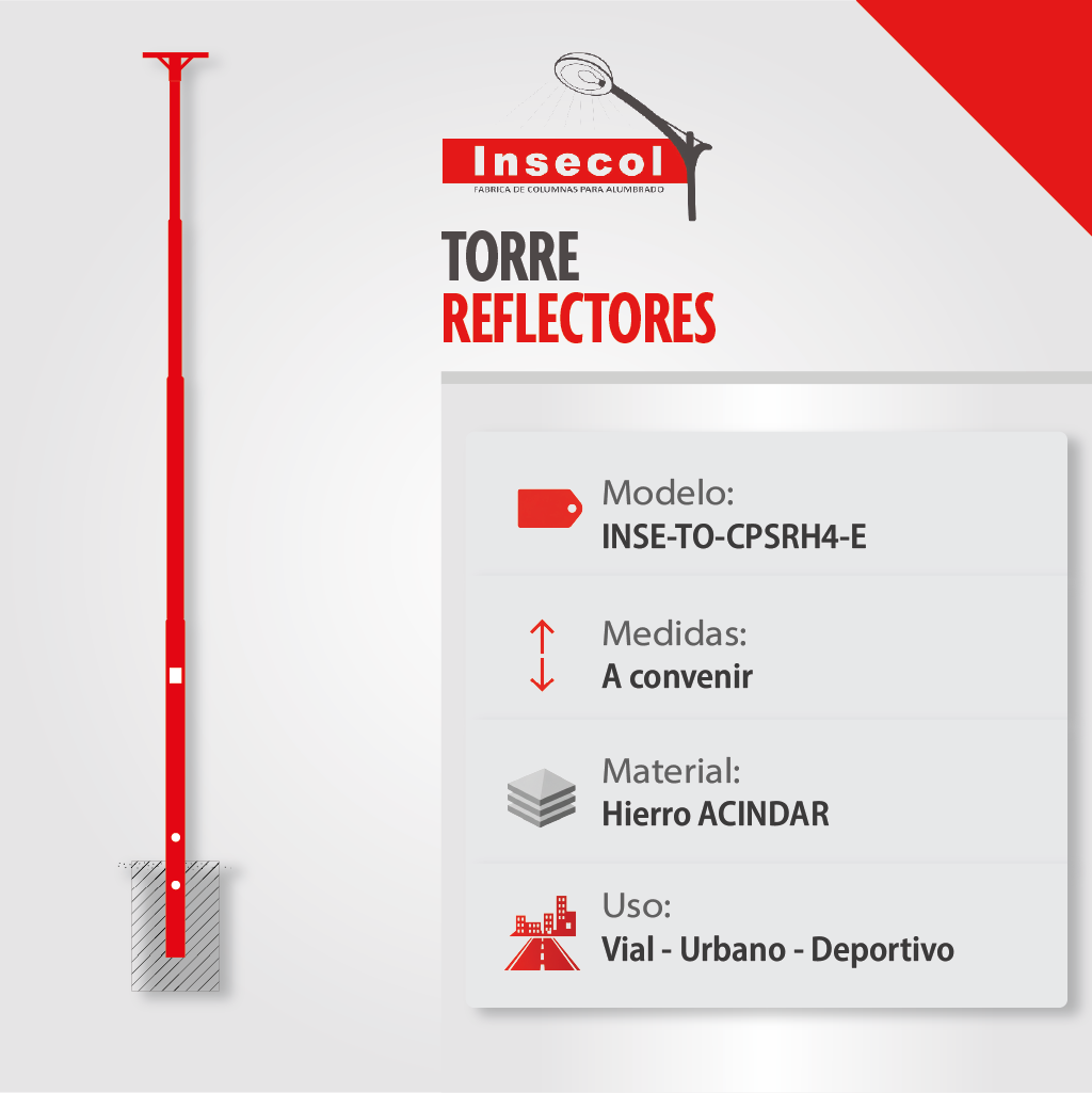 Torre con Plataforma Simple para Reflectores – Empotrar