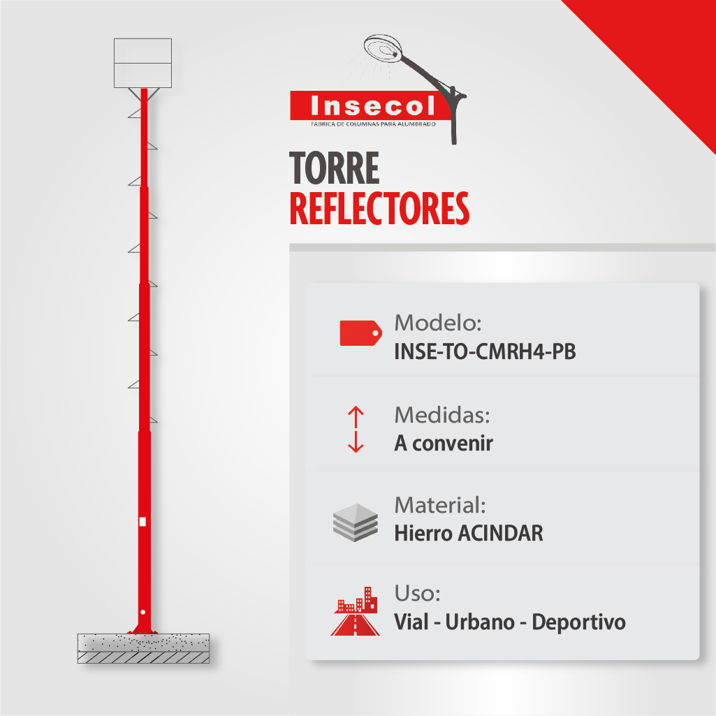 Torre con Marco para Reflectores – Placa Base
