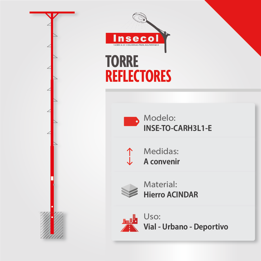 Torre con Apoyo para Reflectores – Empotrar