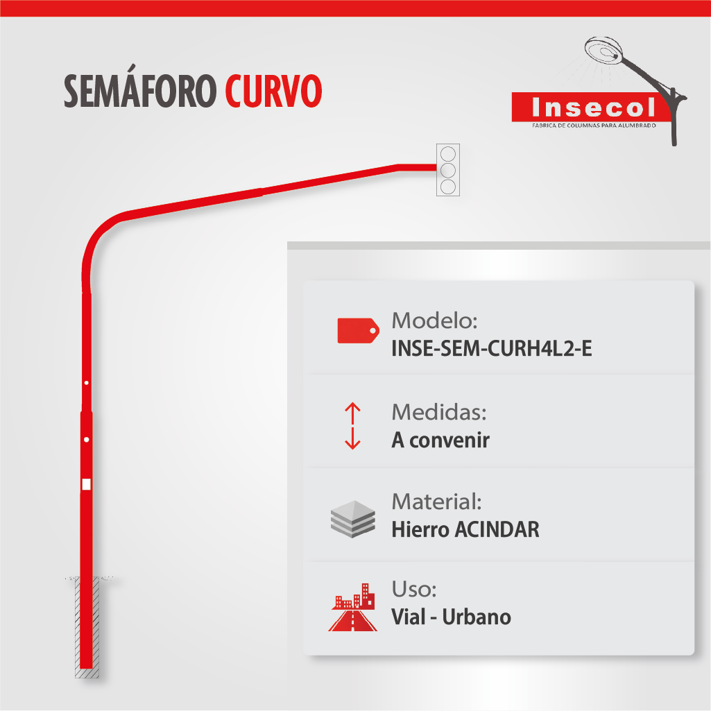 Semáforo Tipo Curvo – Empotrar