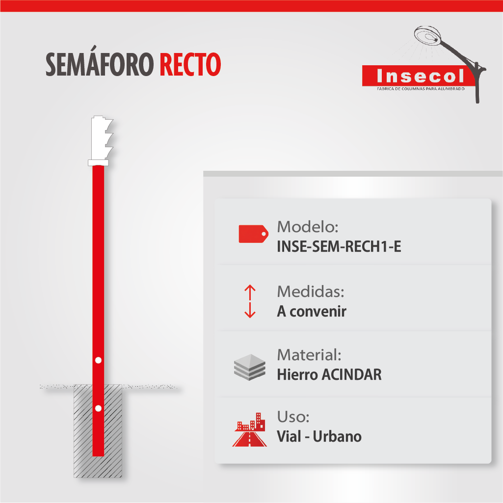 Semáforo Recto – Empotrar
