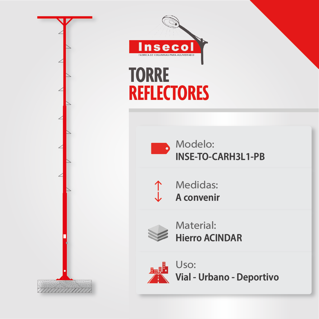 Torre con Apoyo para Reflectores – Placa Base