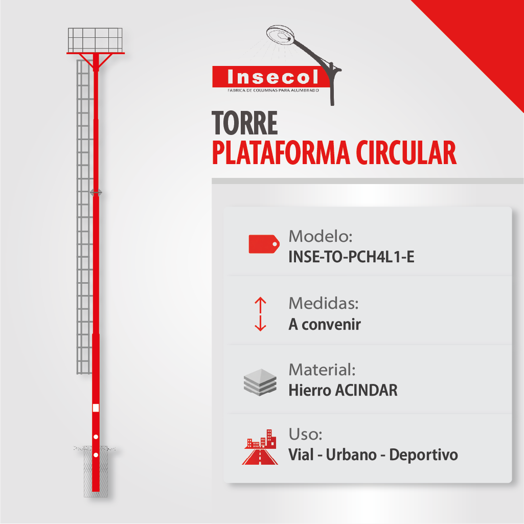 Torre con Plataforma Circular Simple – Empotrar