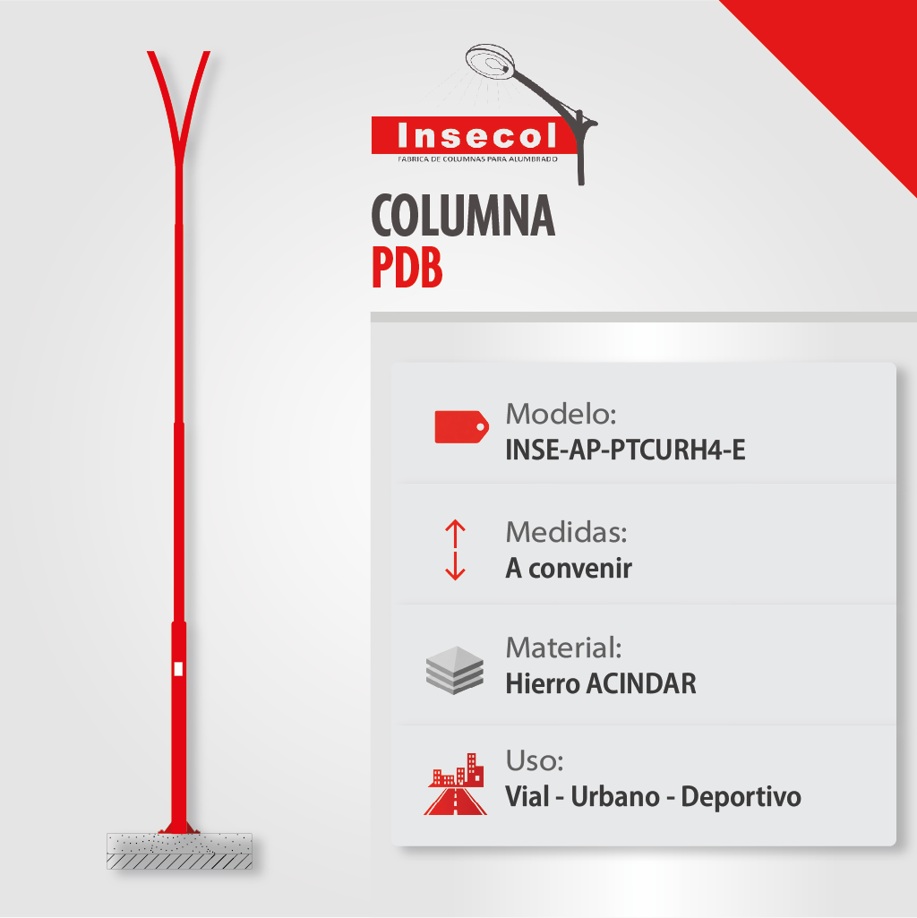 Columna PDB (Pescante Doble Tipo Curvo Especial) – Placa Base